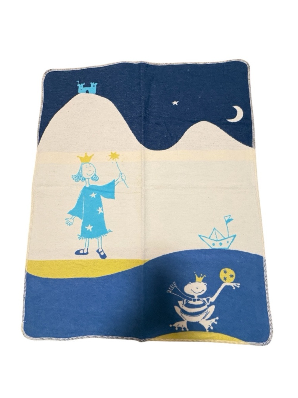 Baby Blanket David Fussenegger Blue Princess Reversible Cotton Austria 33x28